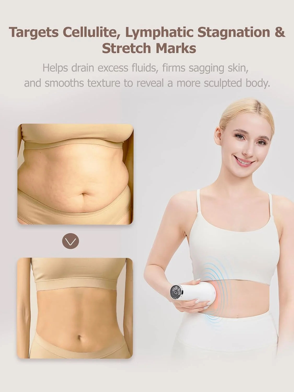 Lymphatic Drainage & Anti Cellulite Massage Tool, Helps to Reduce Stretch Marks